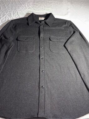 Faherty Charcoal Button-Down Wool-Blend Shirt Jacket